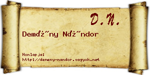Demény Nándor névjegykártya