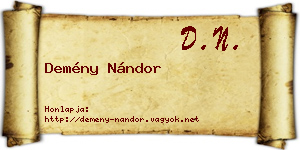 Demény Nándor névjegykártya